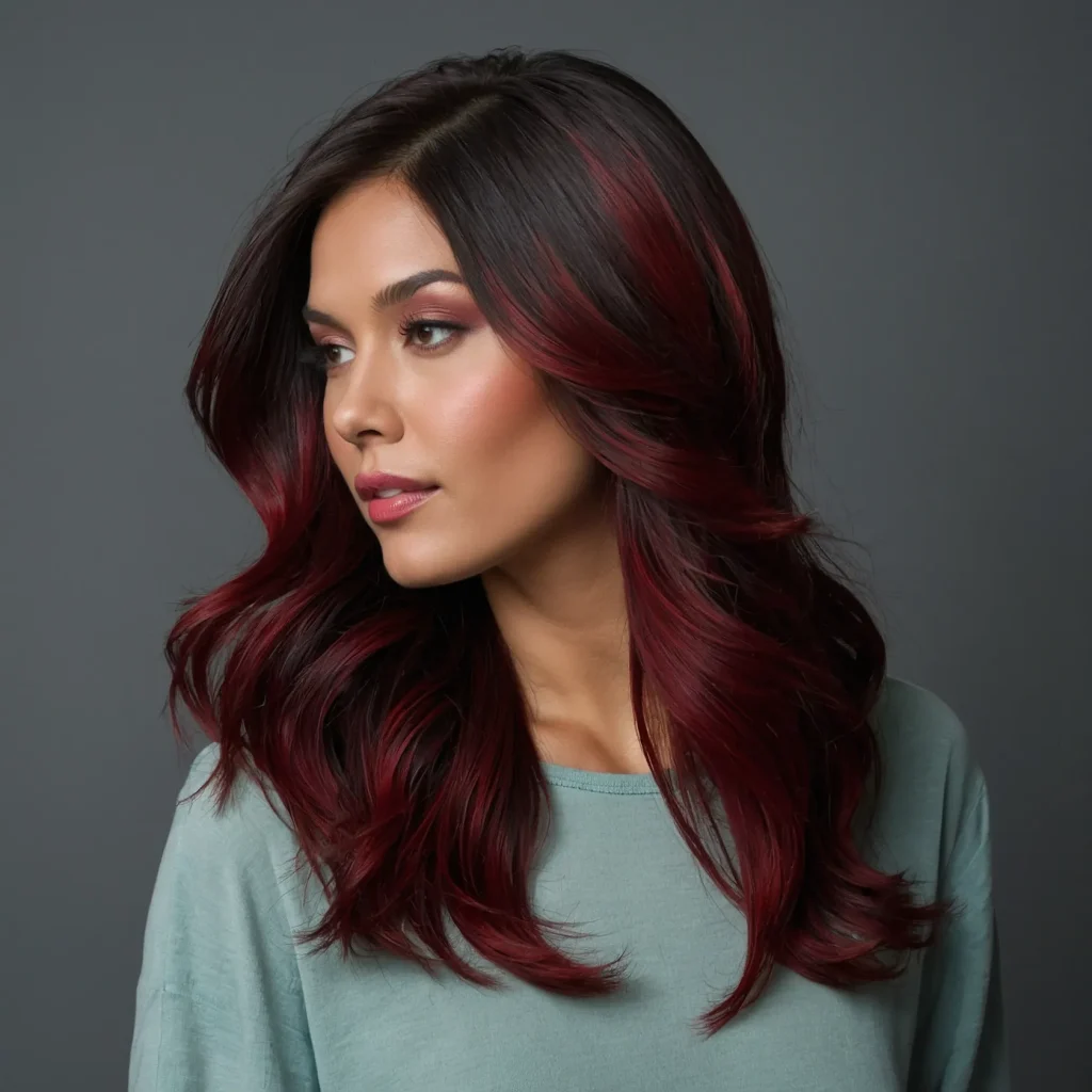 Deep Brown with Scarlet Balayage