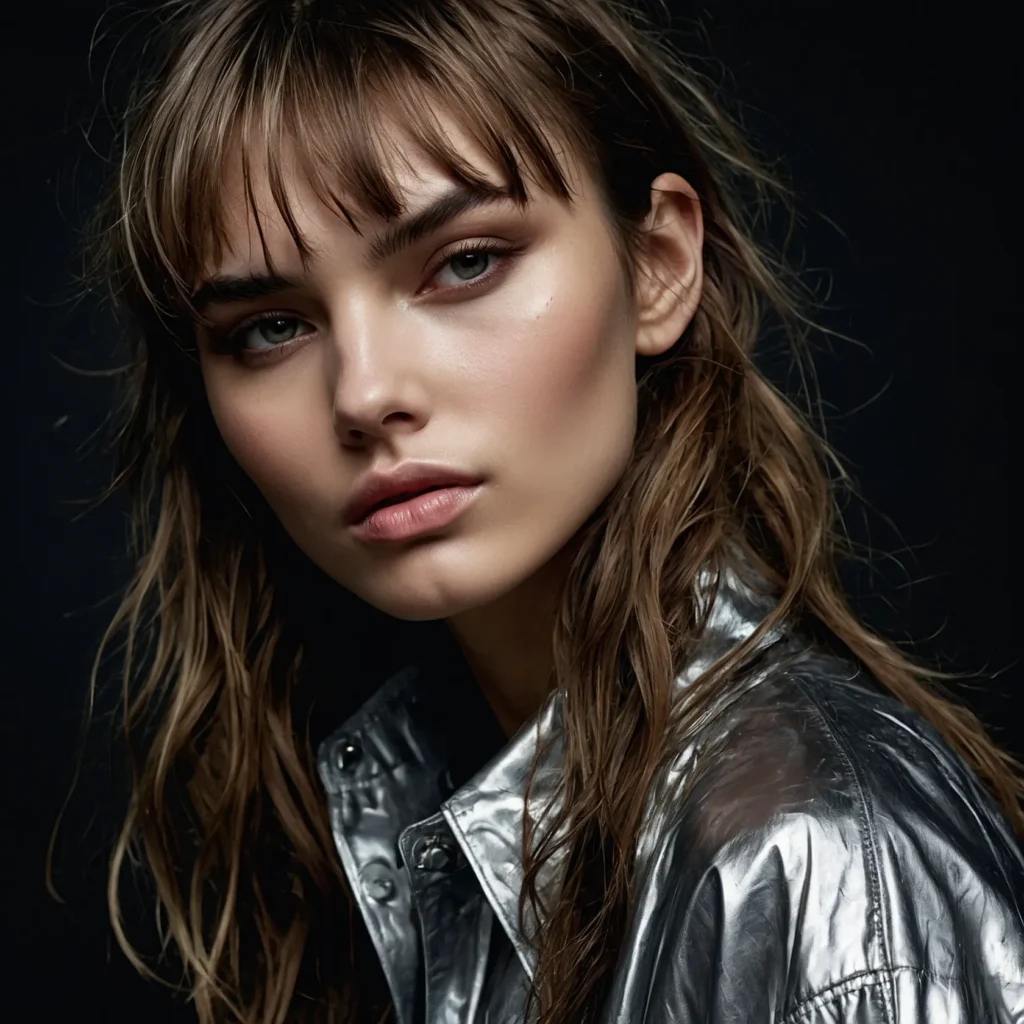 Grungy, Wet‑Look Wispy Bangs