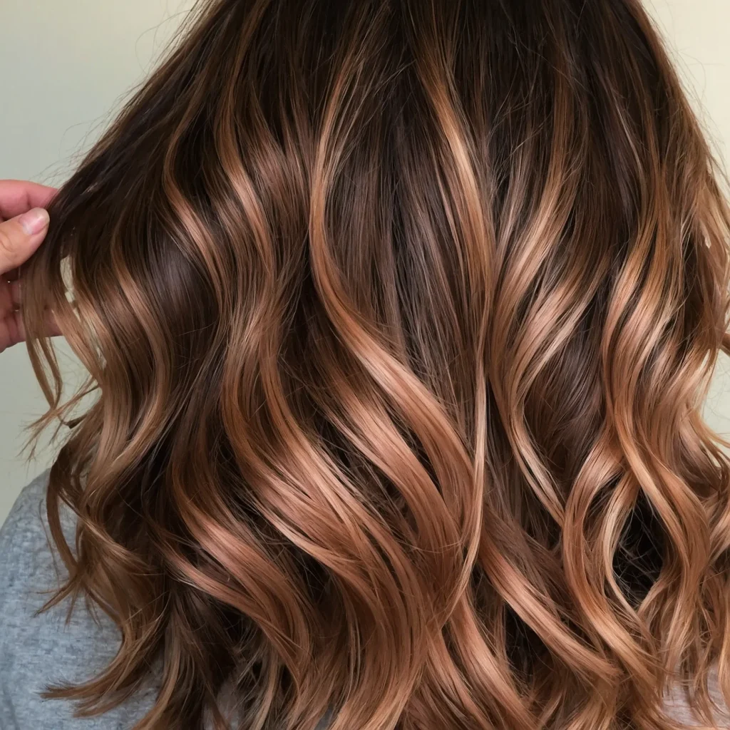 Copper-Brown with Rose Gold Balayage