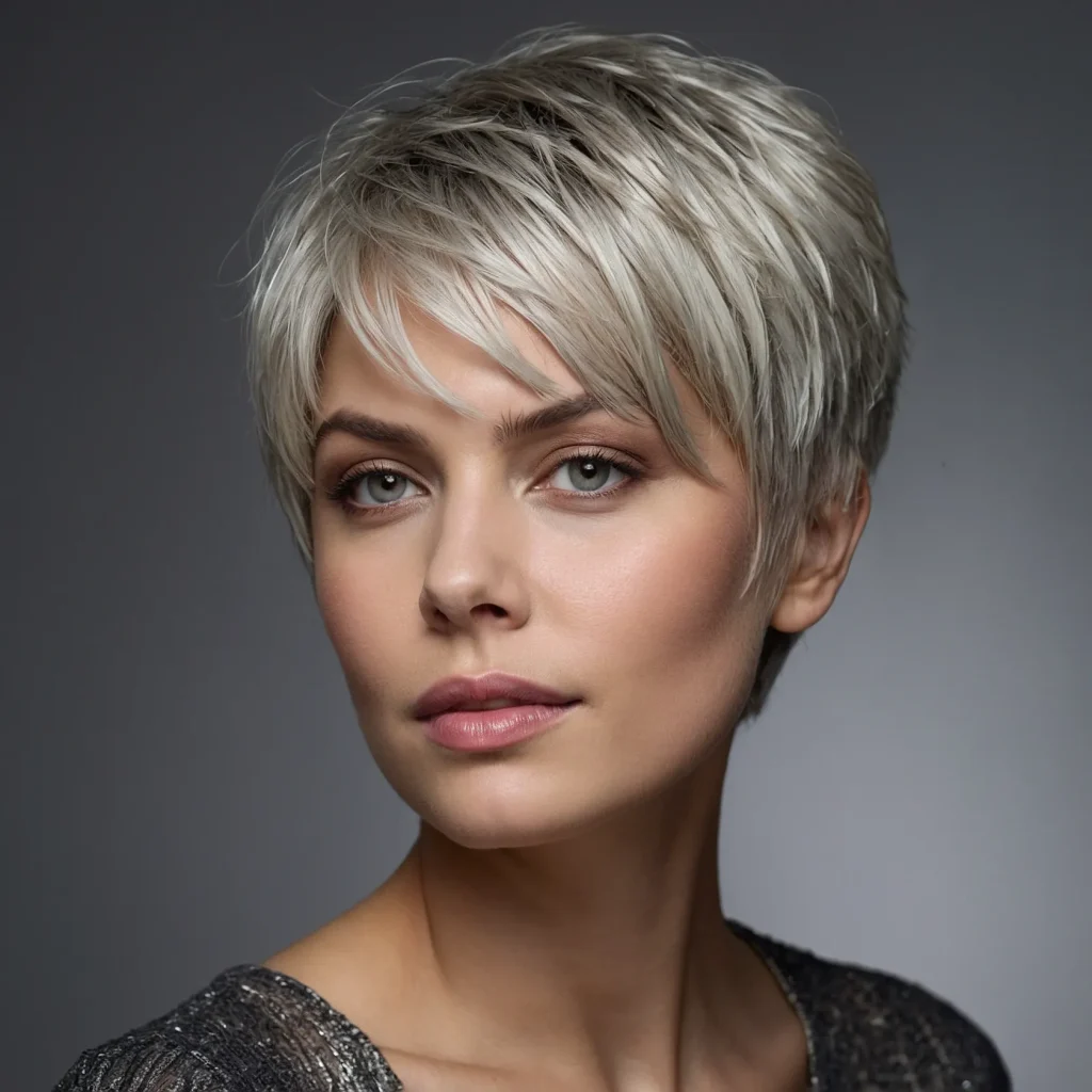 Silver Blonde Pixie Cut