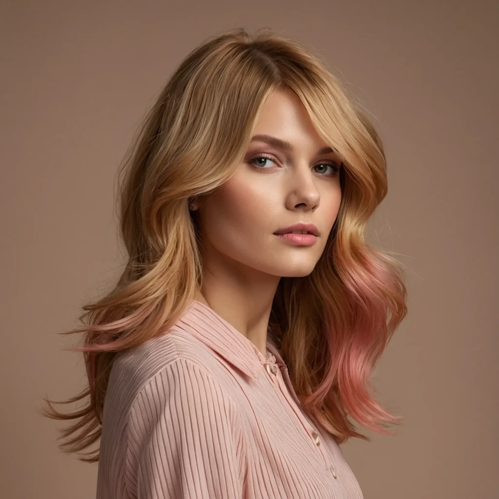 Neutral Amber-Blonde with Strawberry Tips