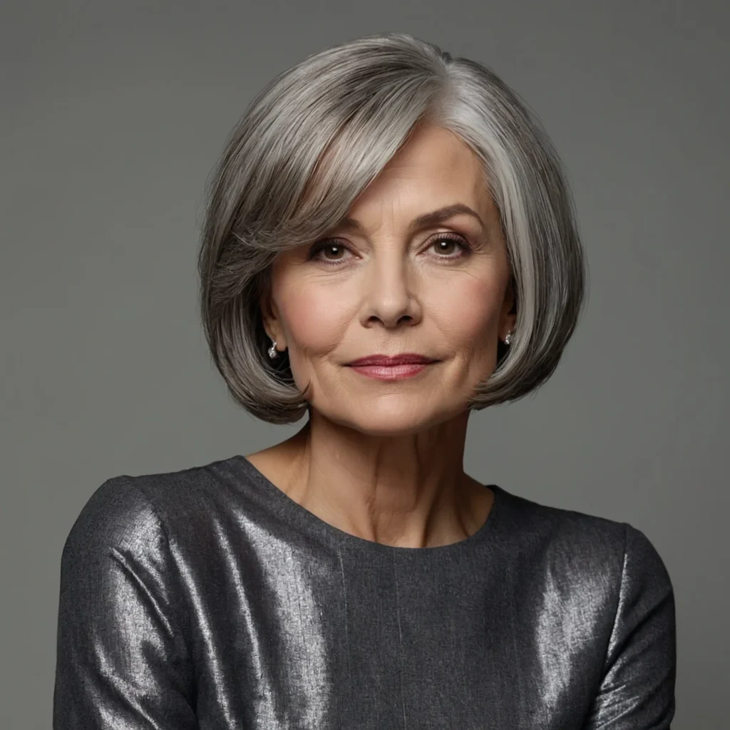 Rounded Bubble Bob for Gray Hair