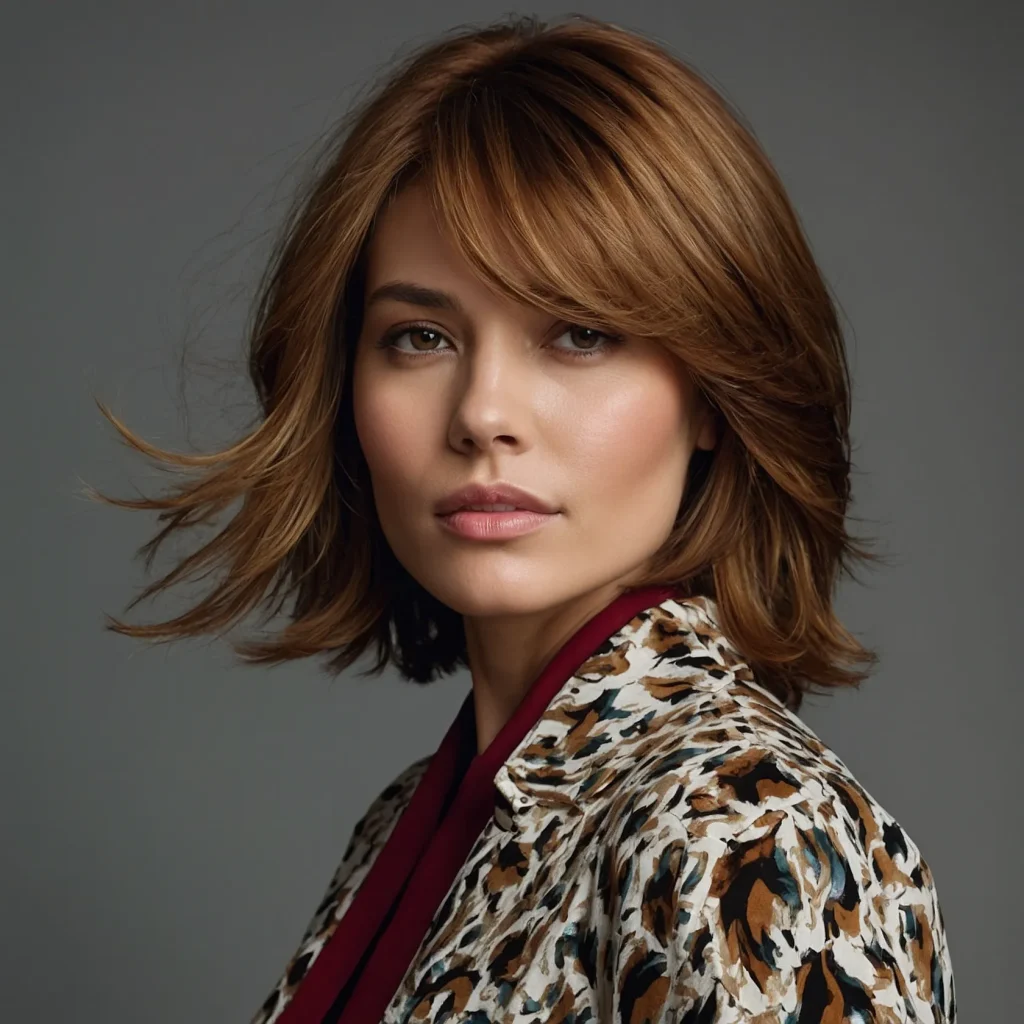 Layered Shoulder-Length Cut with Caramel Tint