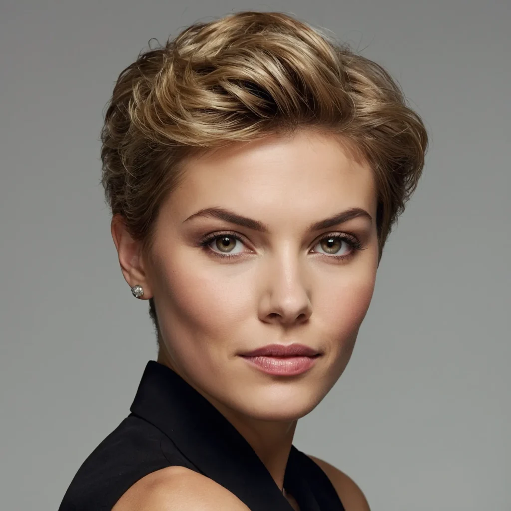 Brushed‑Back Pompadour Pixie