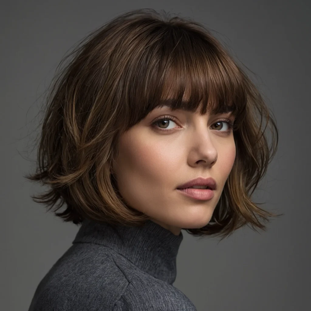 Textured Bob with Eye-Grazing Bangs