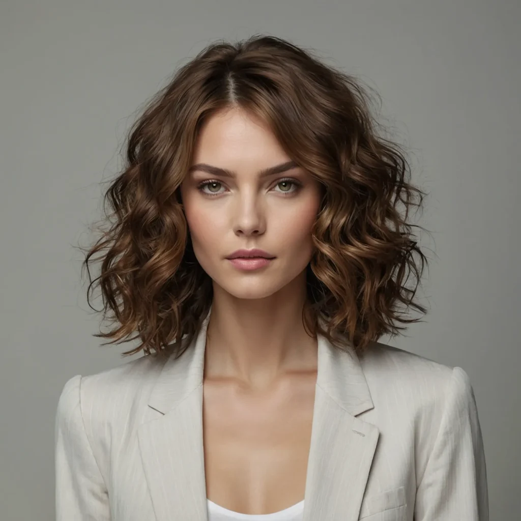 Off-Center Curled Medium Style