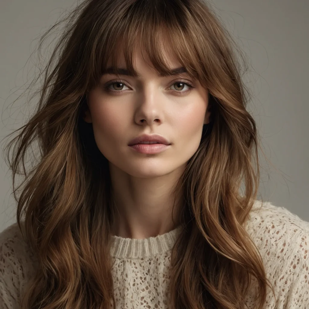Wispy Curtain Bangs on Long Hair