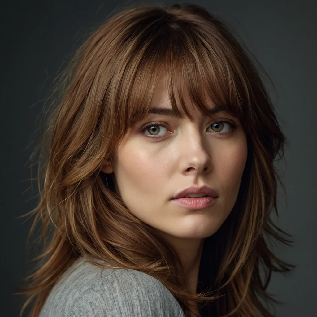 Long Layers with Side‑Swept Bangs