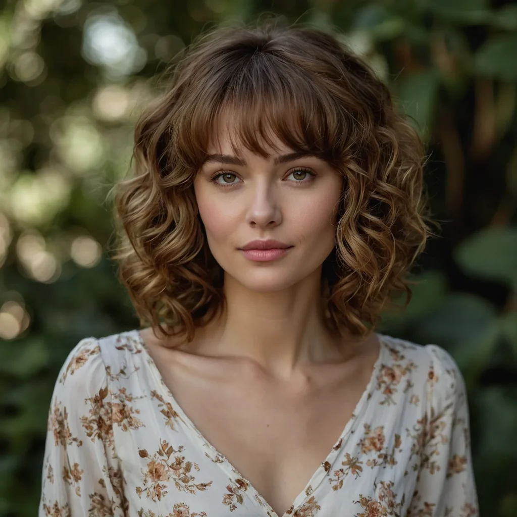 Curly Bangs with Classic Waves