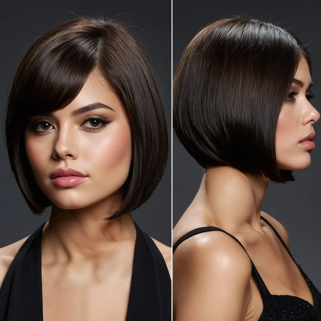 Selena Gomez – Glossy Side-Parted Bob