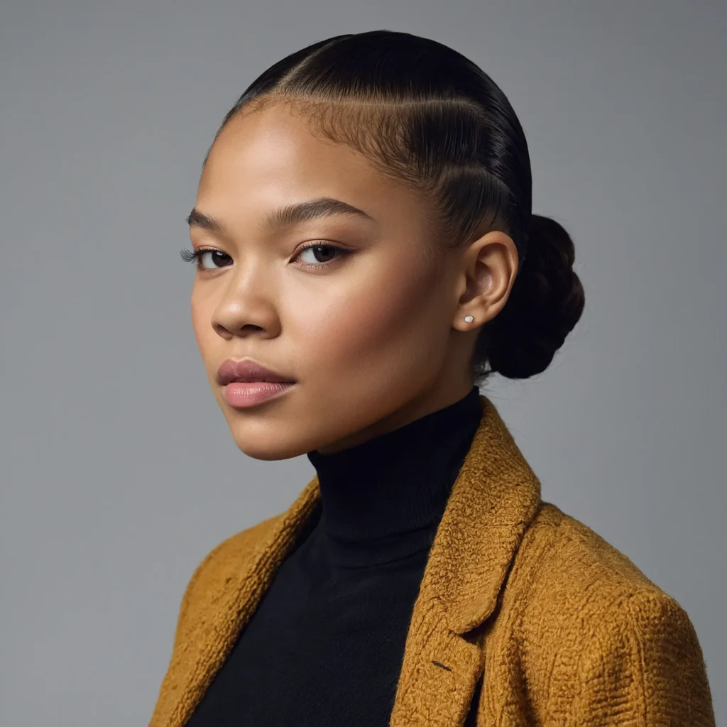 Storm Reid – Slicked-Back Ponytail with Tendril