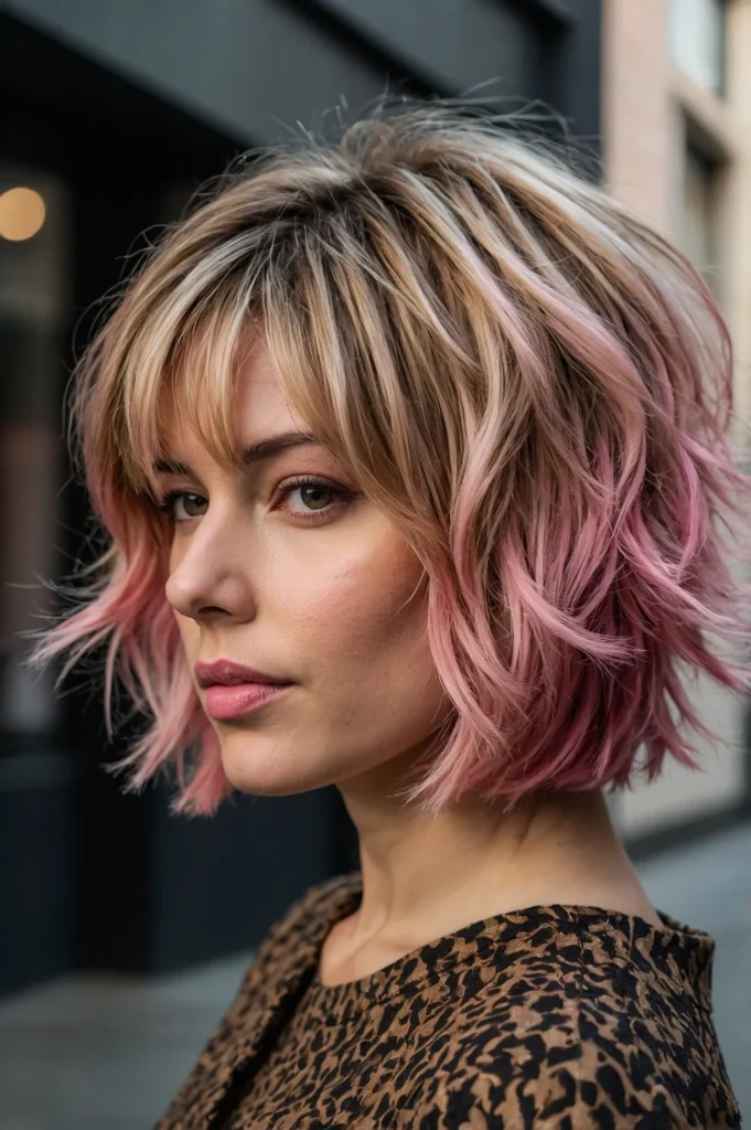 Leonardo Kino XL A textured bob haircut with shaggy layers and
