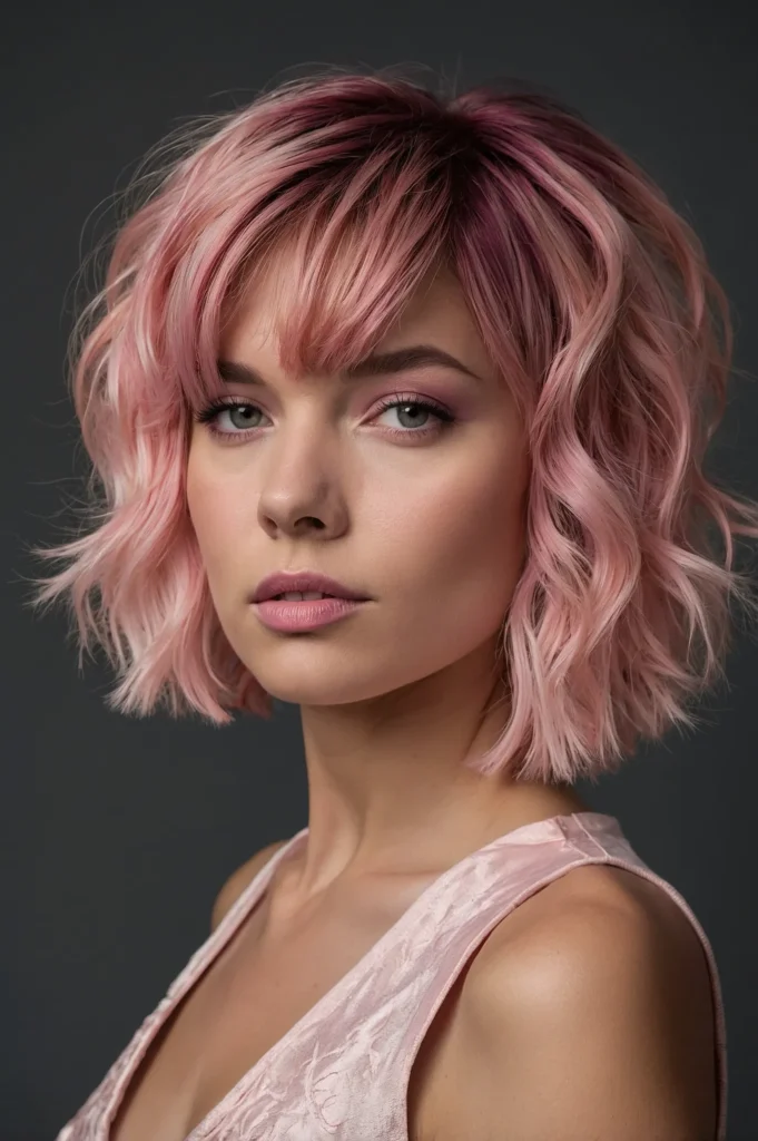 Leonardo Kino XL A twotone pink shag haircut with pastel pink