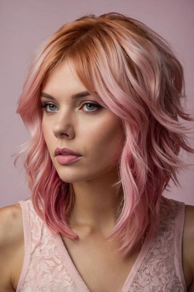 Leonardo Kino XL A twotone pink shag haircut with pastel pink