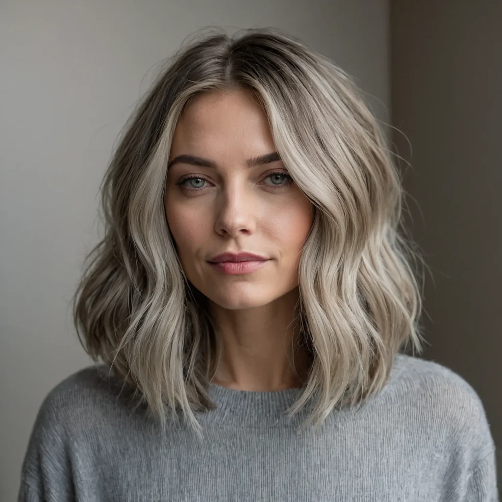 Subtle Gray Balayage Lob
