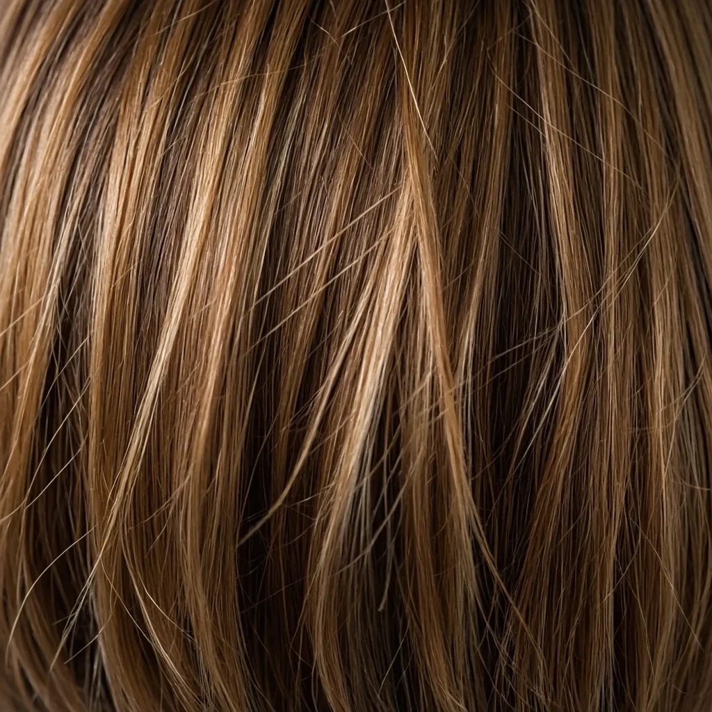 Sleek Straight with Caramel Highlight Streaks