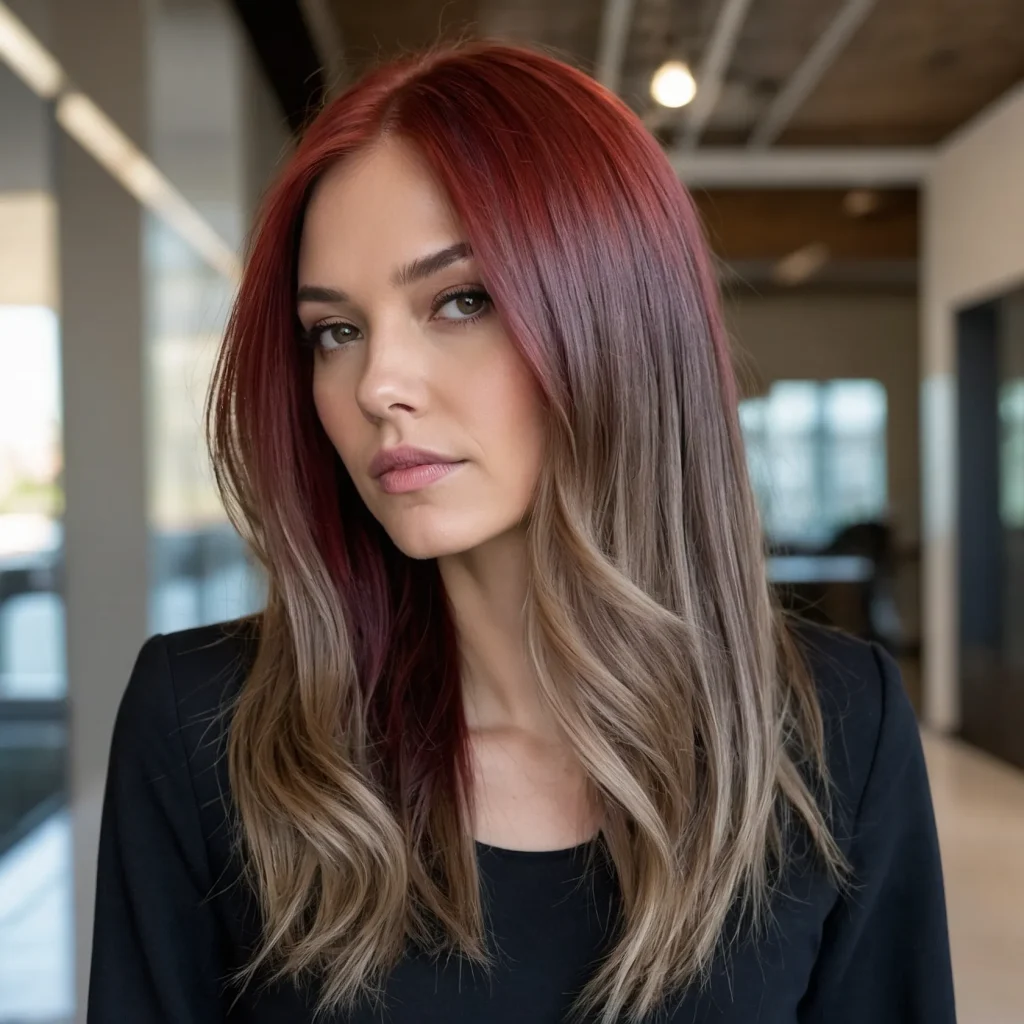 Vivid Red with Dark Roots