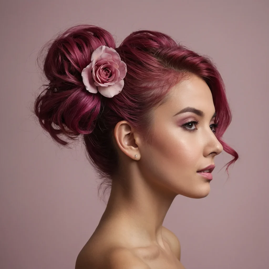 Rosy Half‑Updo