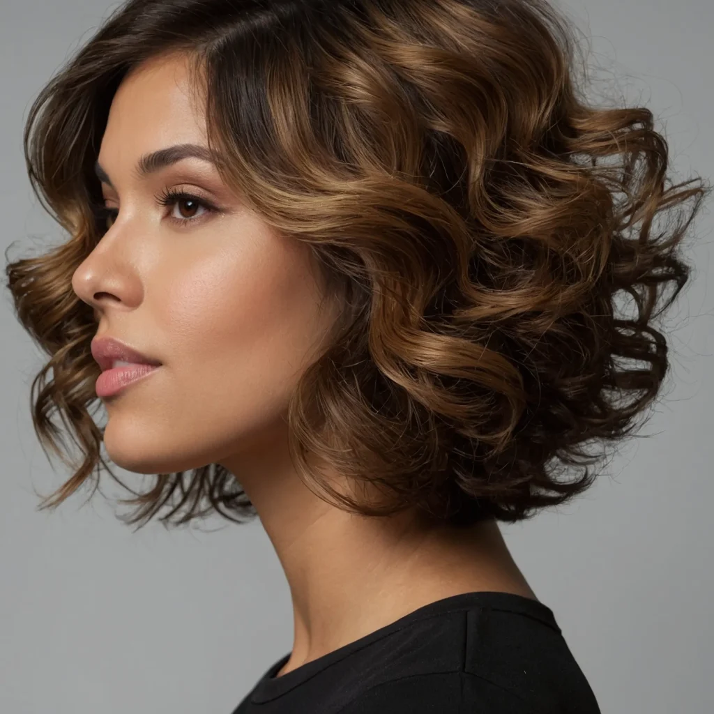 Curly Bob Enhanced with Caramel