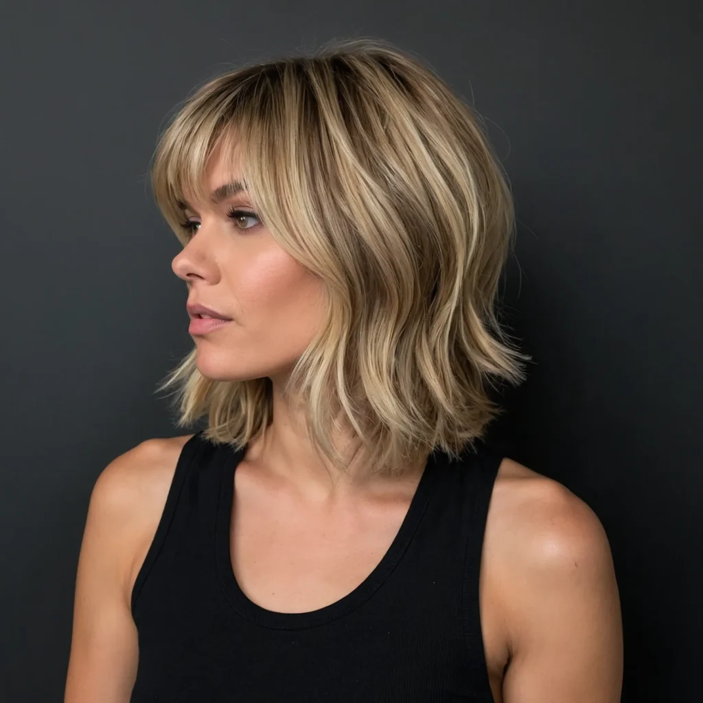 Curtain Bangs with Shag Haircut