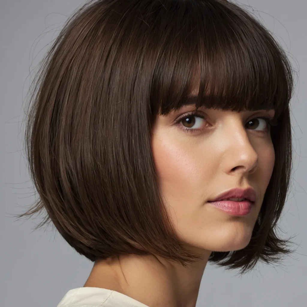 Layered Curtain Bangs on a Bob