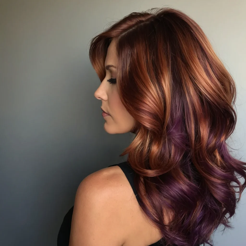 Aubergine Red with Copper Balayage