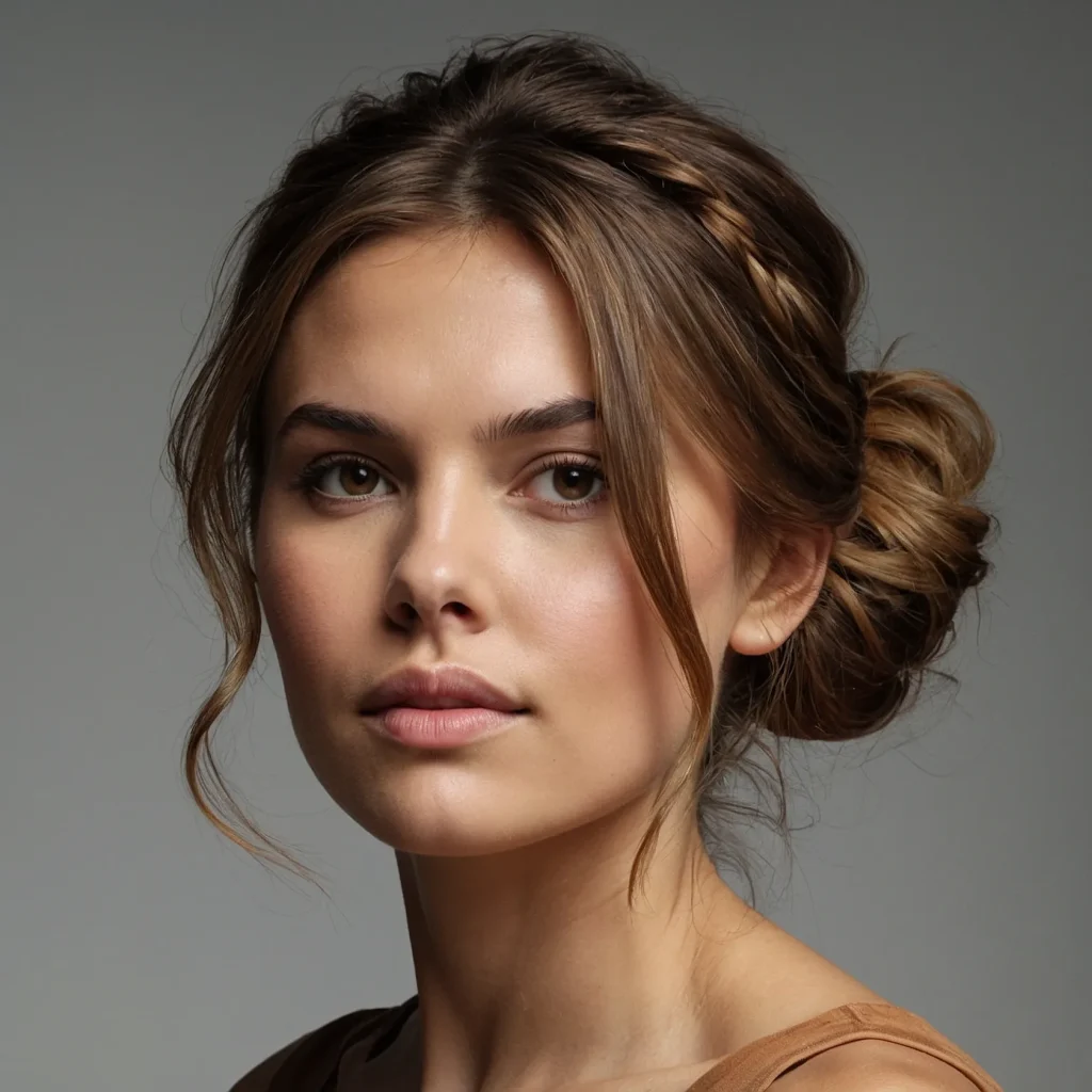 Textured Messy Bun with Caramel Accents