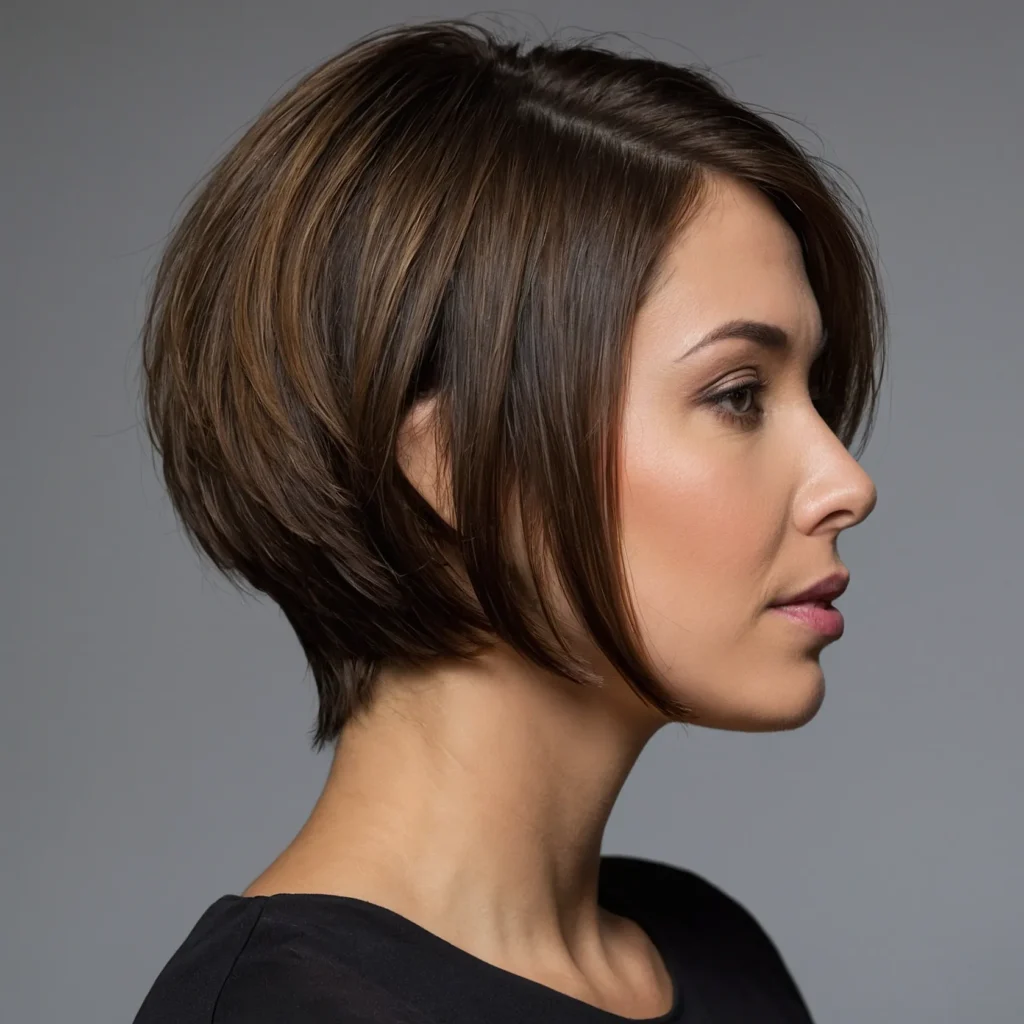 Stacked Angled Bob for Thick Hair