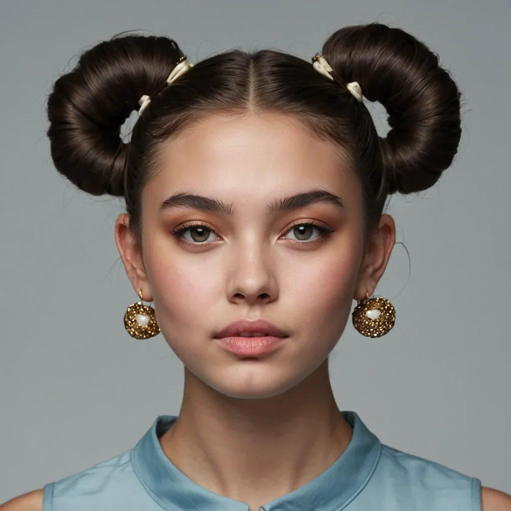 Playful Space Buns with Center Part