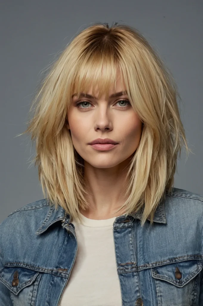 Long Feathered Blonde BobBright blonde bob wi