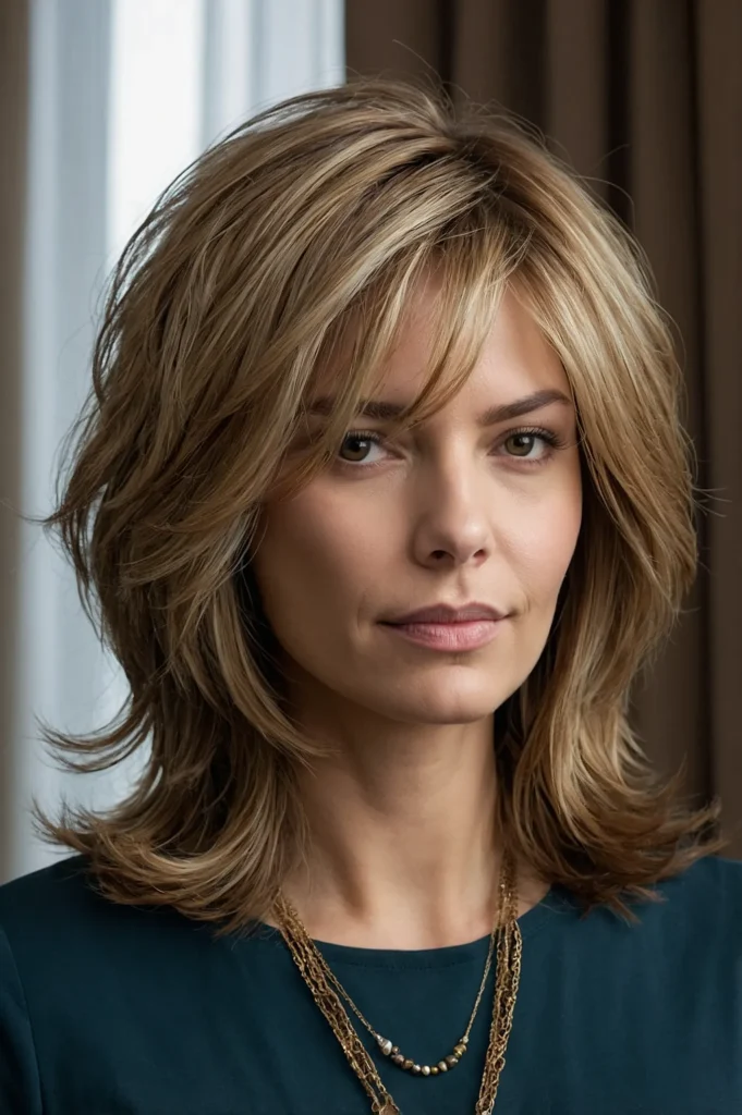 Long Layered Feathered BobMidtolong bob with