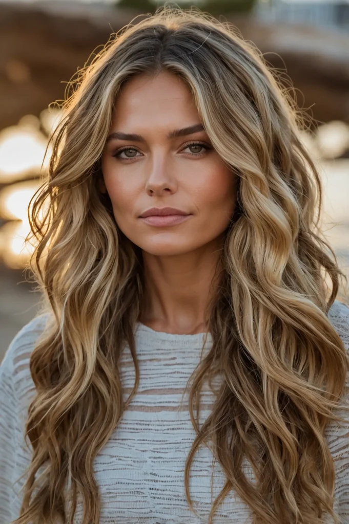 Long Layers with Beach WavesHair with subtle
