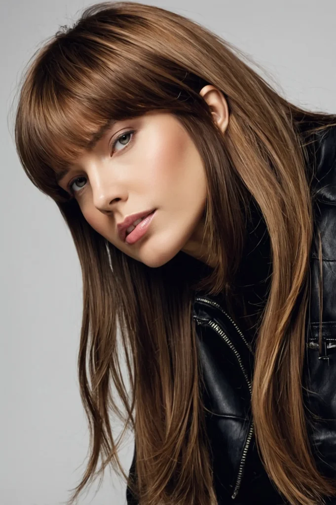 Long fringe split and tucked to the sides ble