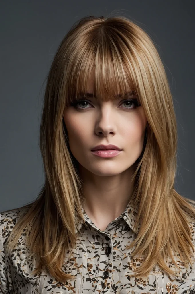 Long fringe split and tucked to the sides ble