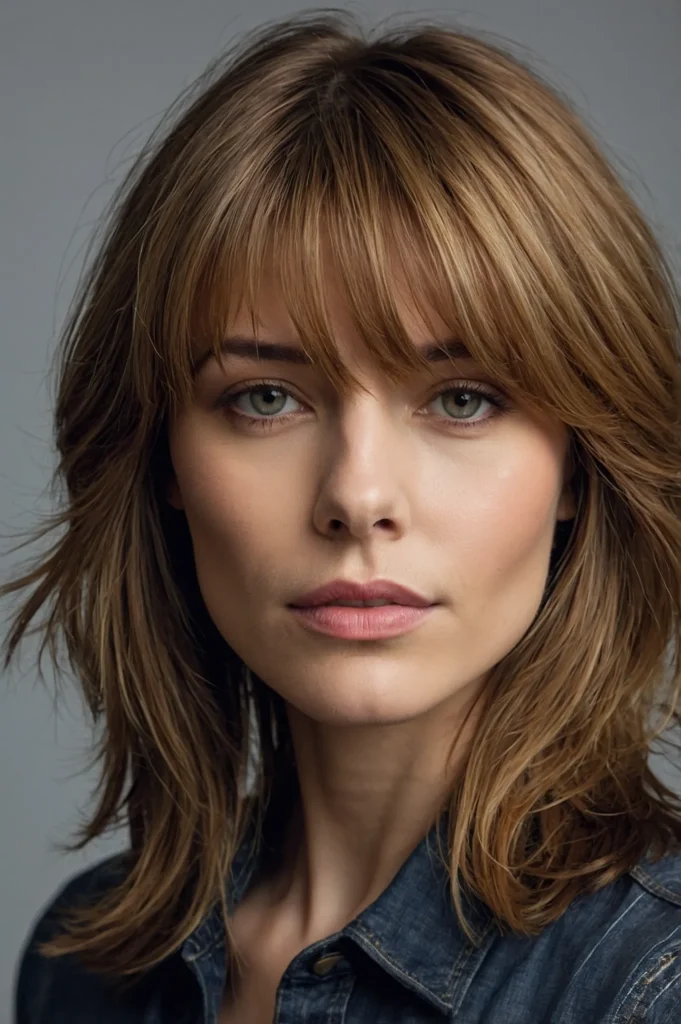 Longer bangs smoothly swept to the side blend