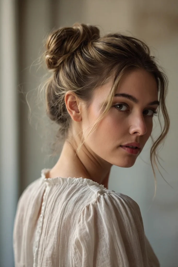 Loose Bun with FaceFraming TendrilsMessy loos