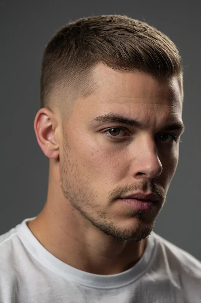 Low Fade Crew CutWhite man with subtle low fa