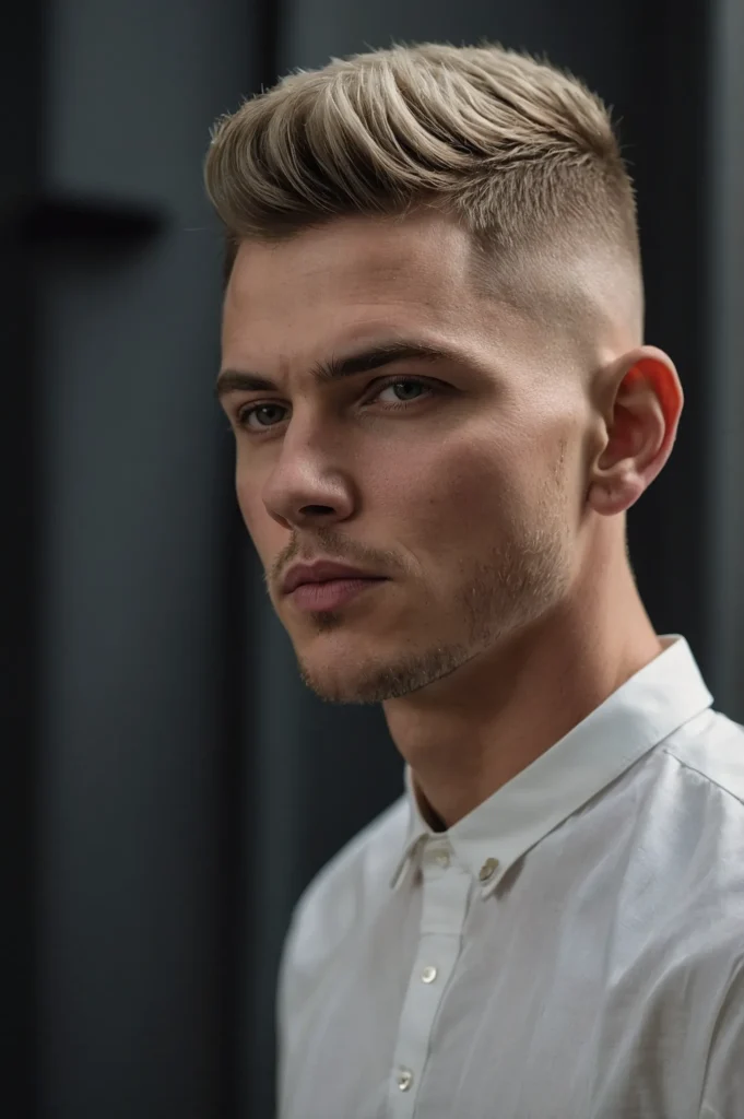 Low Fade Crew CutWhite man with subtle low fa
