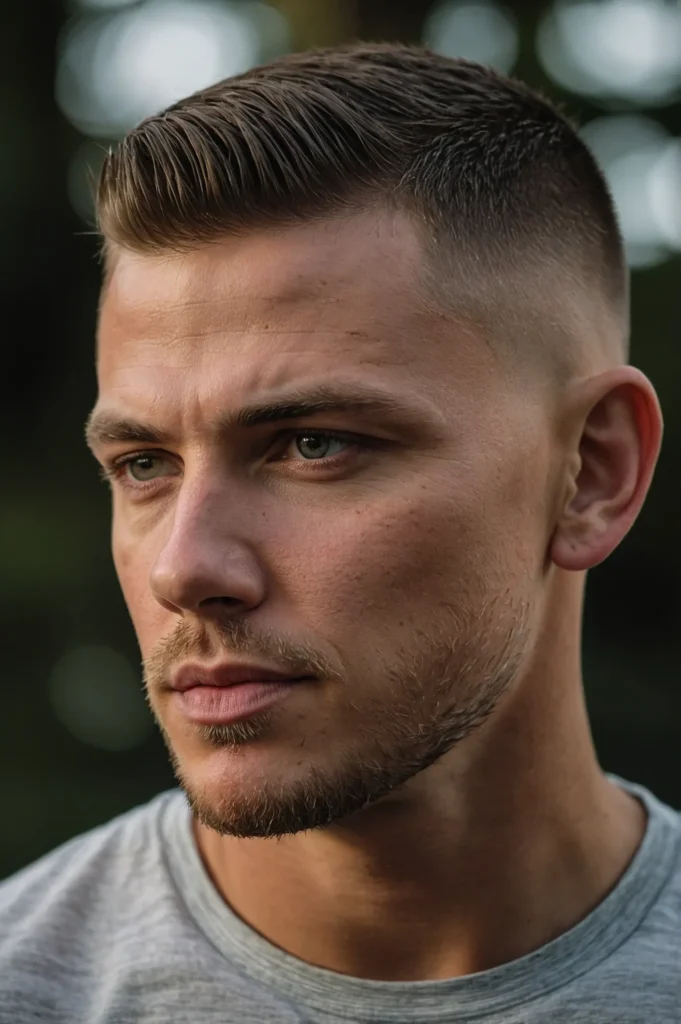 Mid Fade Crew CutWhite man with mid fade crew
