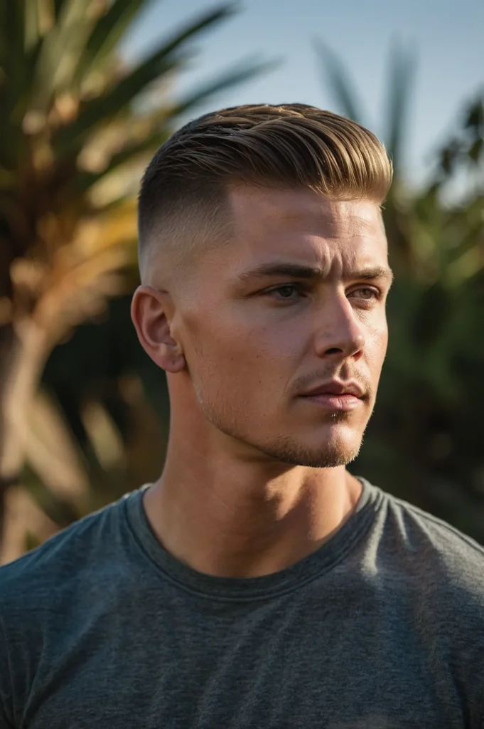 Mid Fade Crew CutWhite man with mid fade crew