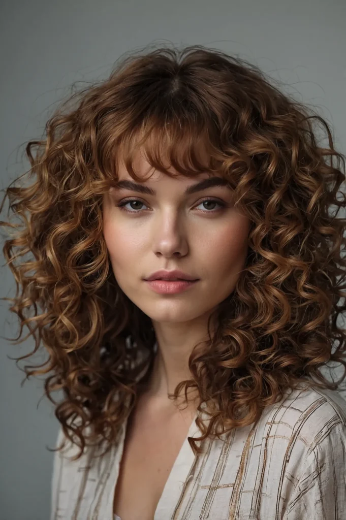 Natural Curls with or without bangsMedium to