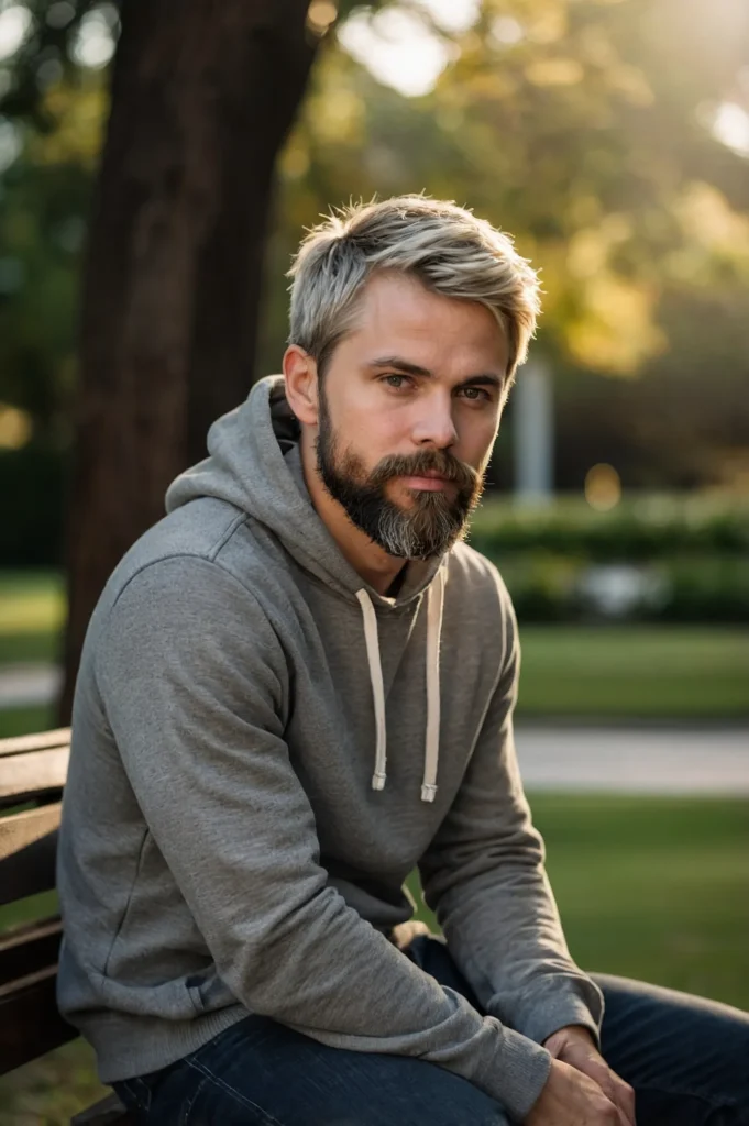 Pixie Cut with BeardWhite man with a short pi