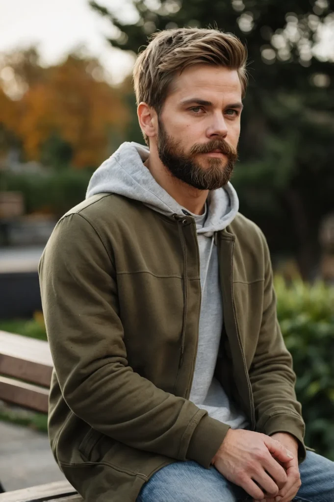 Pixie Cut with BeardWhite man with a short pi
