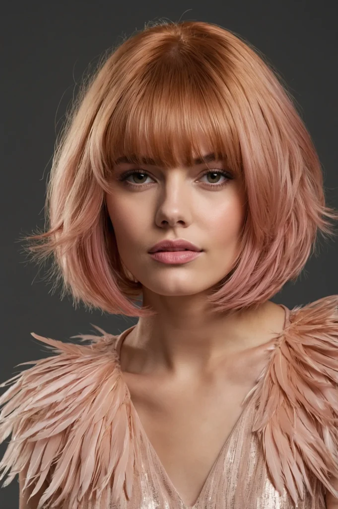 RoseGold Volume Feathered BobMidlength rosego