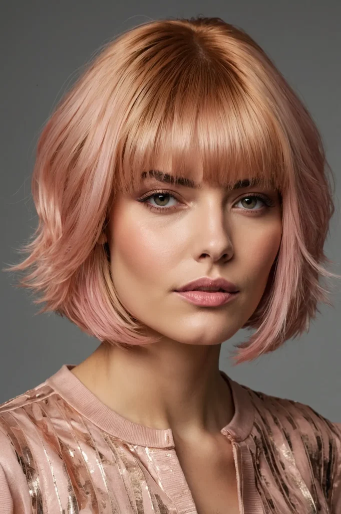 RoseGold Volume Feathered BobMidlength rosego