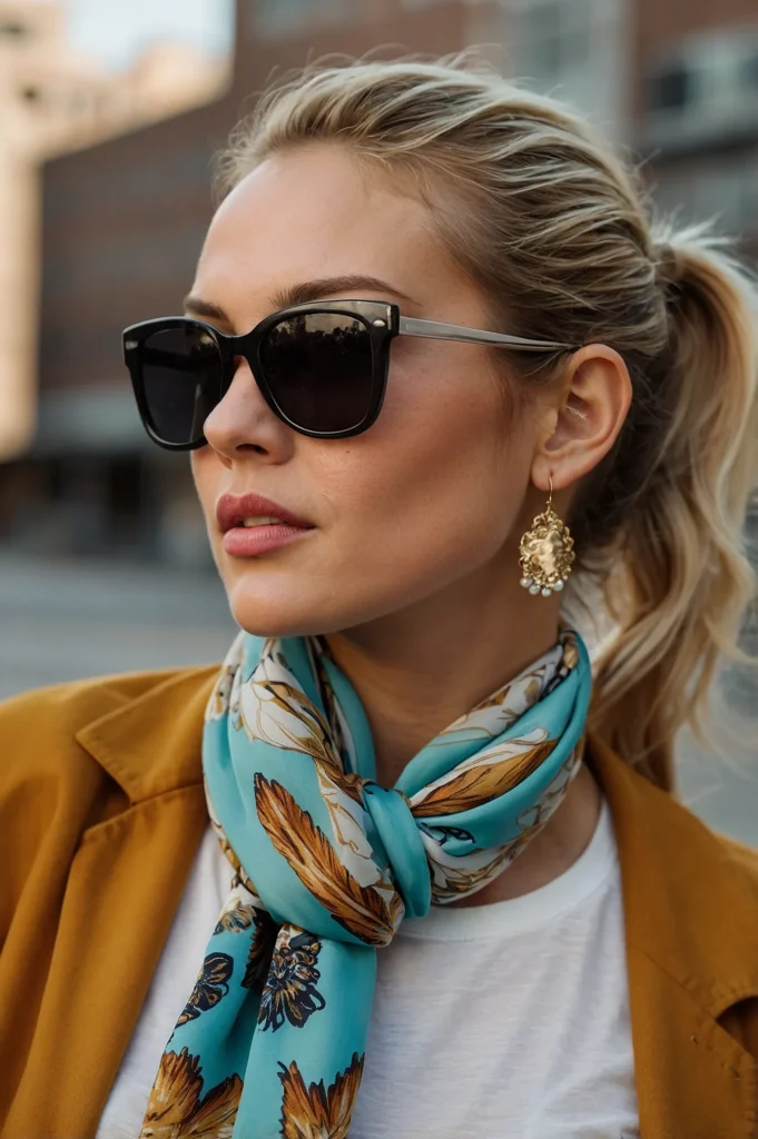 ScarfTied PonytailLow or mid ponytail tied w
