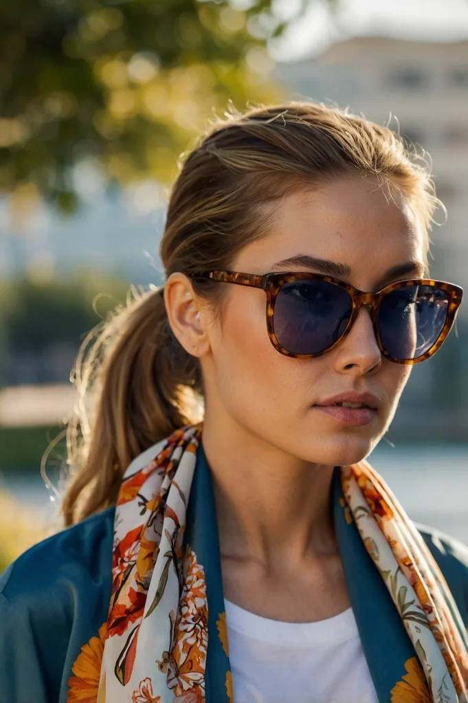 ScarfTied PonytailLow or mid ponytail tied w