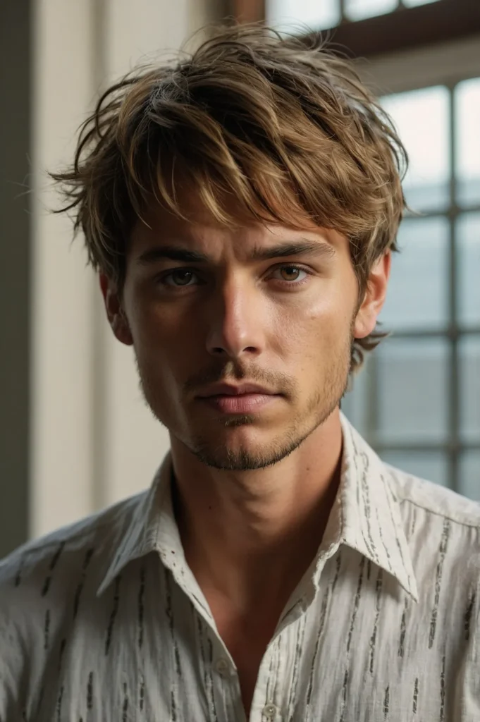 Shaggy Pixie CutWhite man with long feathered