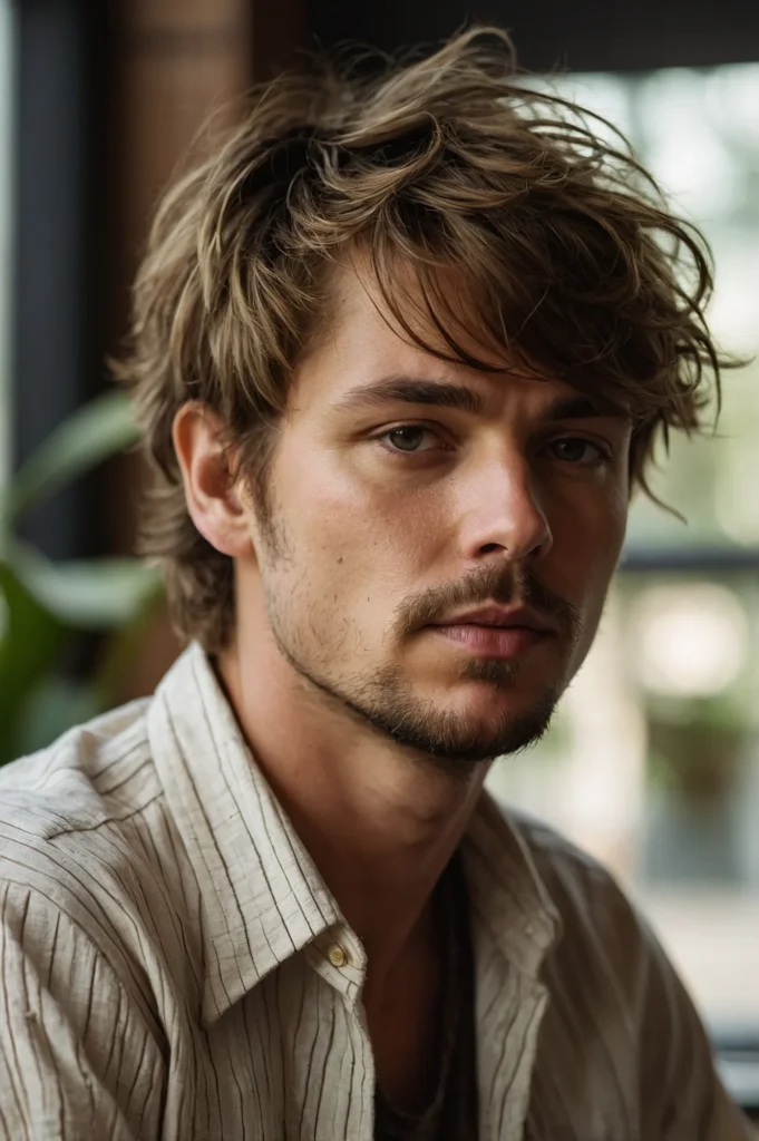Shaggy Pixie CutWhite man with long feathered