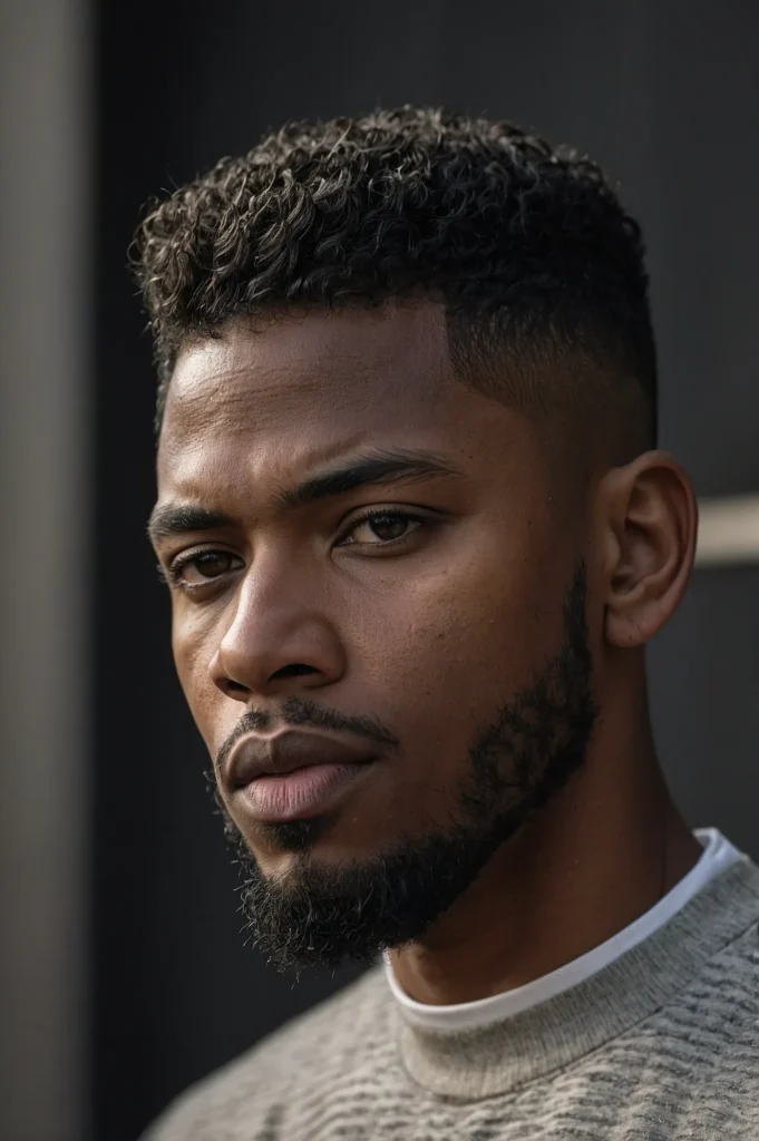 Short Wolf Cut with Taper FadeA Black man spo